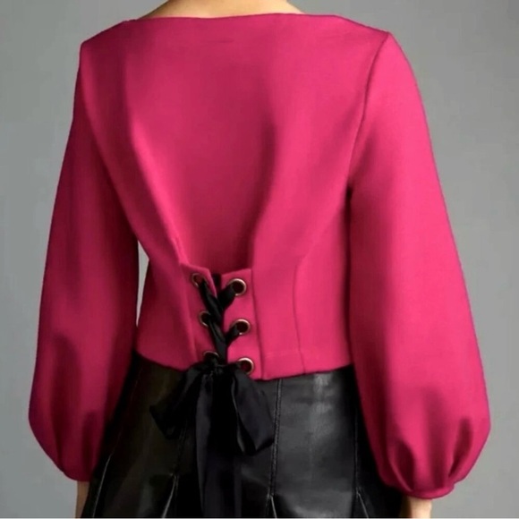Anthropologie Tops - Maeve Anthropologie Hot Pink Corset Tie Back Top